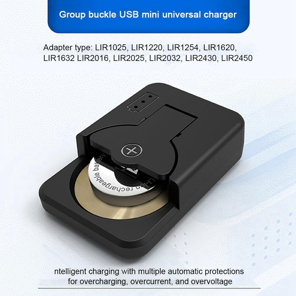 Universal Button Battery Charger with LED Indicator – Portable Charger for LIR2016 / LIR2025 / LIR2032