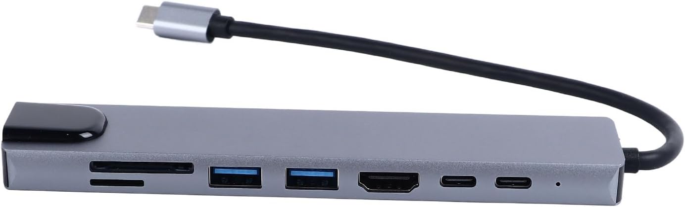 USB-C Hub 8-in-1 Type-C 3.1 to 4K HDMI Adapter with RJ45, SD/TF & PD Fast Charge for MacBook & Laptops