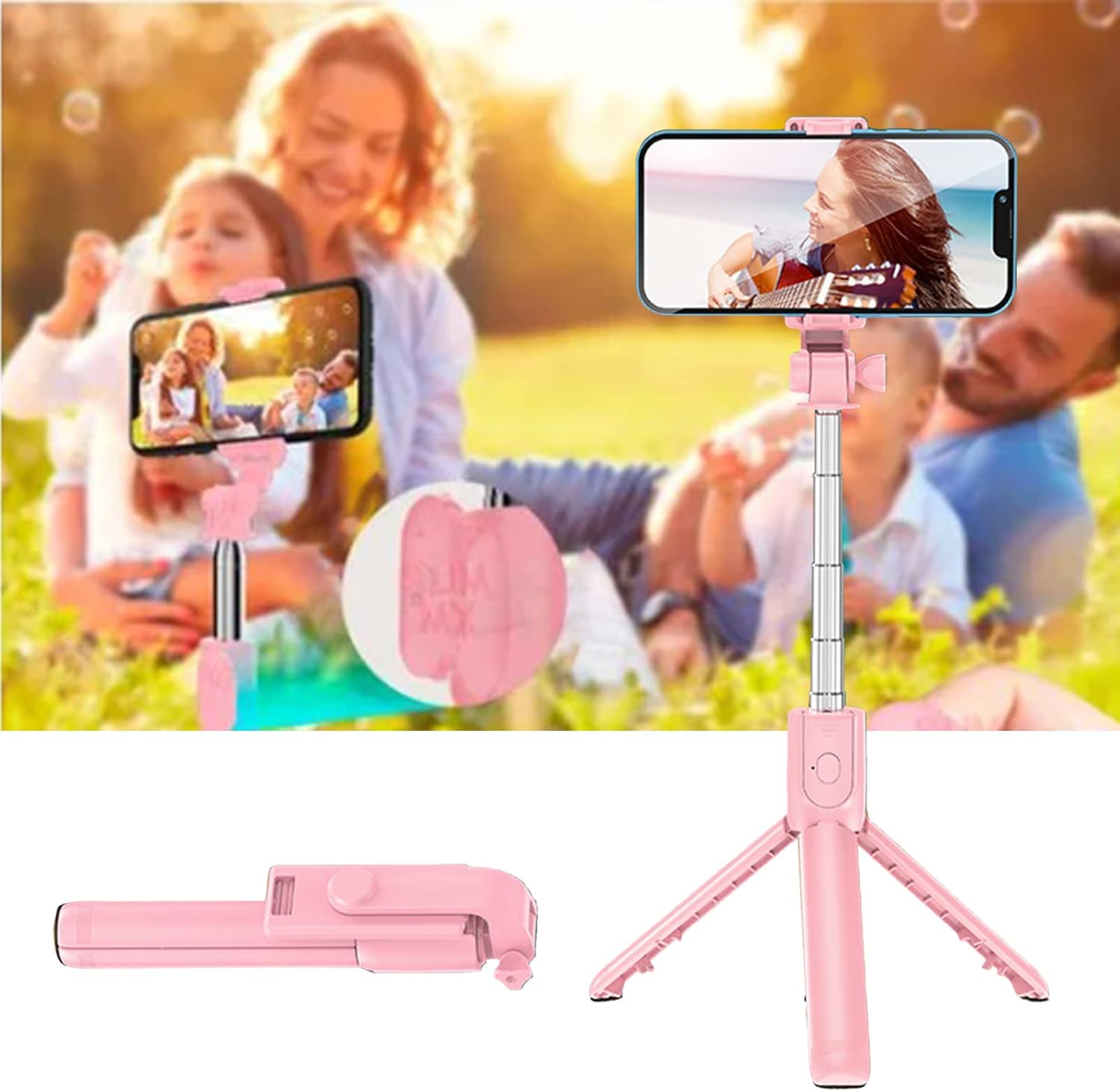 Wireless Selfie Stick Tripod with Light & Bluetooth Remote – Extendable Stand for iPhone, TikTok Live Streaming