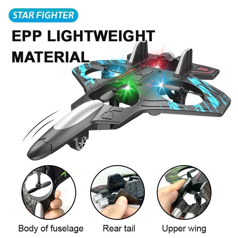2.4G RC Fighter Foam Aircraft – Electric Stunt Glider UAV with LED Lights & 360° Tumbling