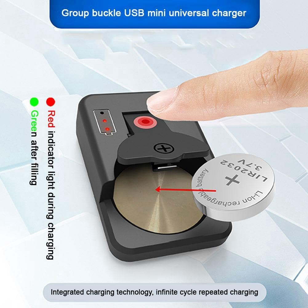 Universal Button Battery Charger with LED Indicator – Portable Charger for LIR2016 / LIR2025 / LIR2032