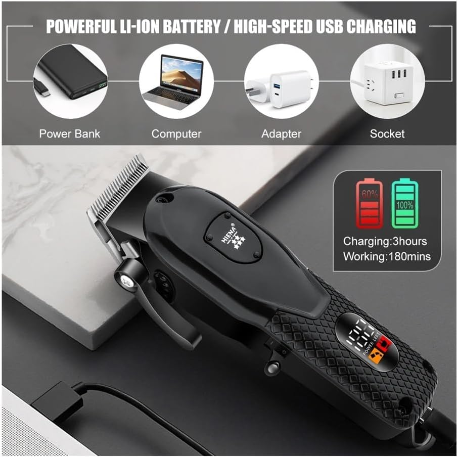 Professional Barber Electric Hair clipper LED display screen UBS charging Trimmer Powerful electric hair clipper trimmer tool