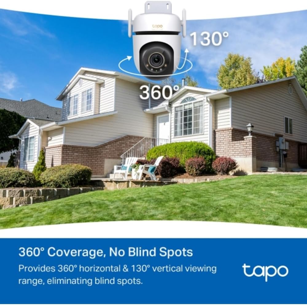 3K 5MP Pan/Tilt Outdoor Wired Security Wi-Fi Camera, 360° Visual Coverage, Starlight Full-Color Night Vision Up to 98ft, Person/Pet/Venicle