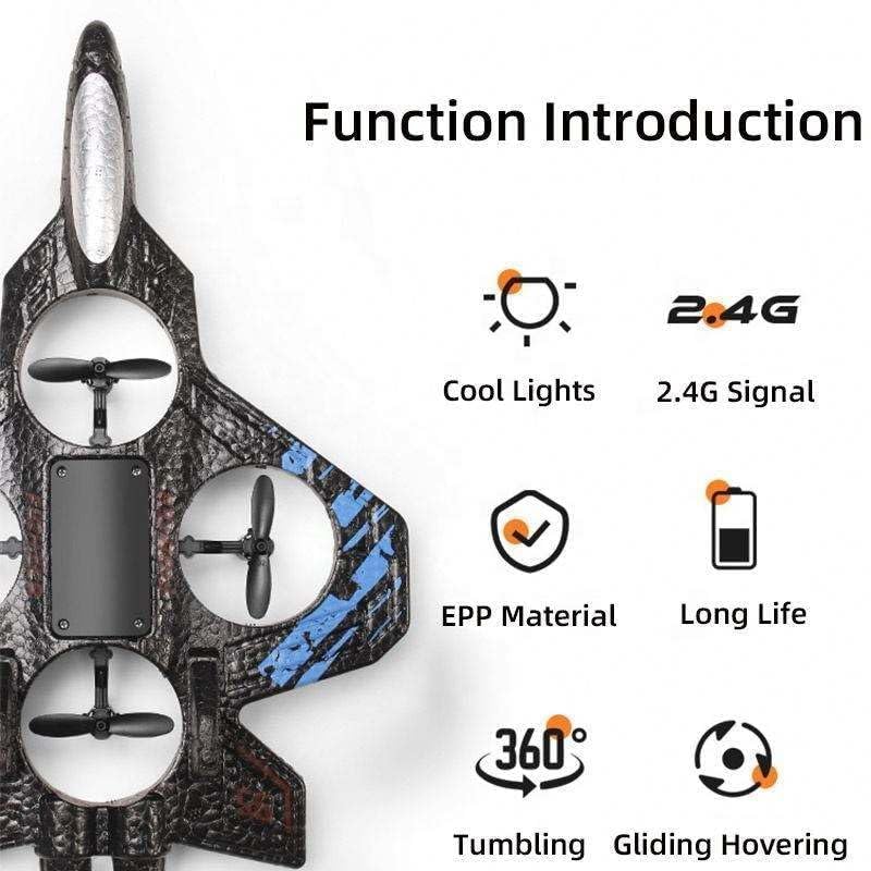 2.4G RC Fighter Foam Aircraft – Electric Stunt Glider UAV with LED Lights & 360° Tumbling