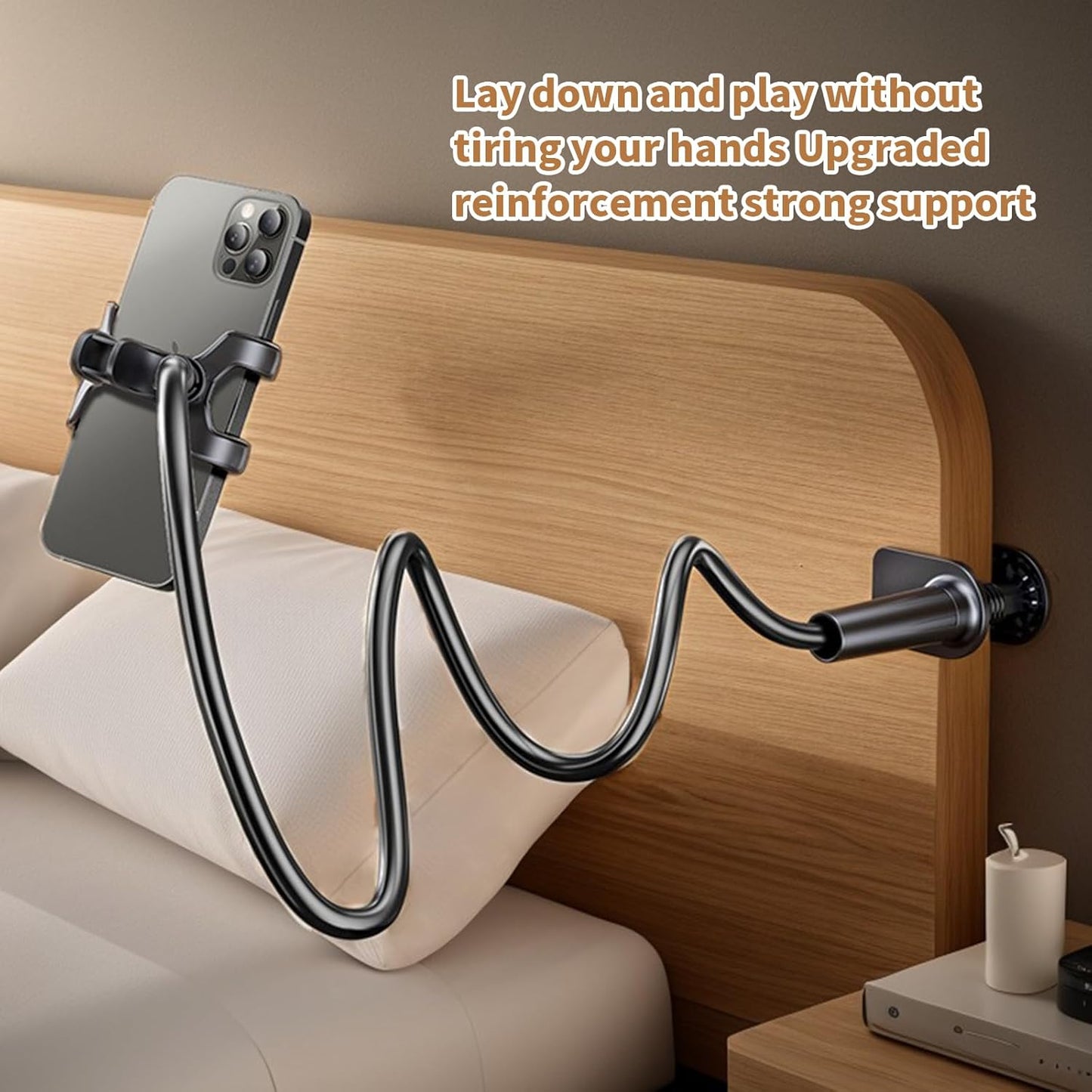 Lazy Bedside DesktopMobile Phone Clamp Bracket Flexible Long Arm Gooseneck Lazy Person Bracket With Handle Overhead Live Bracket