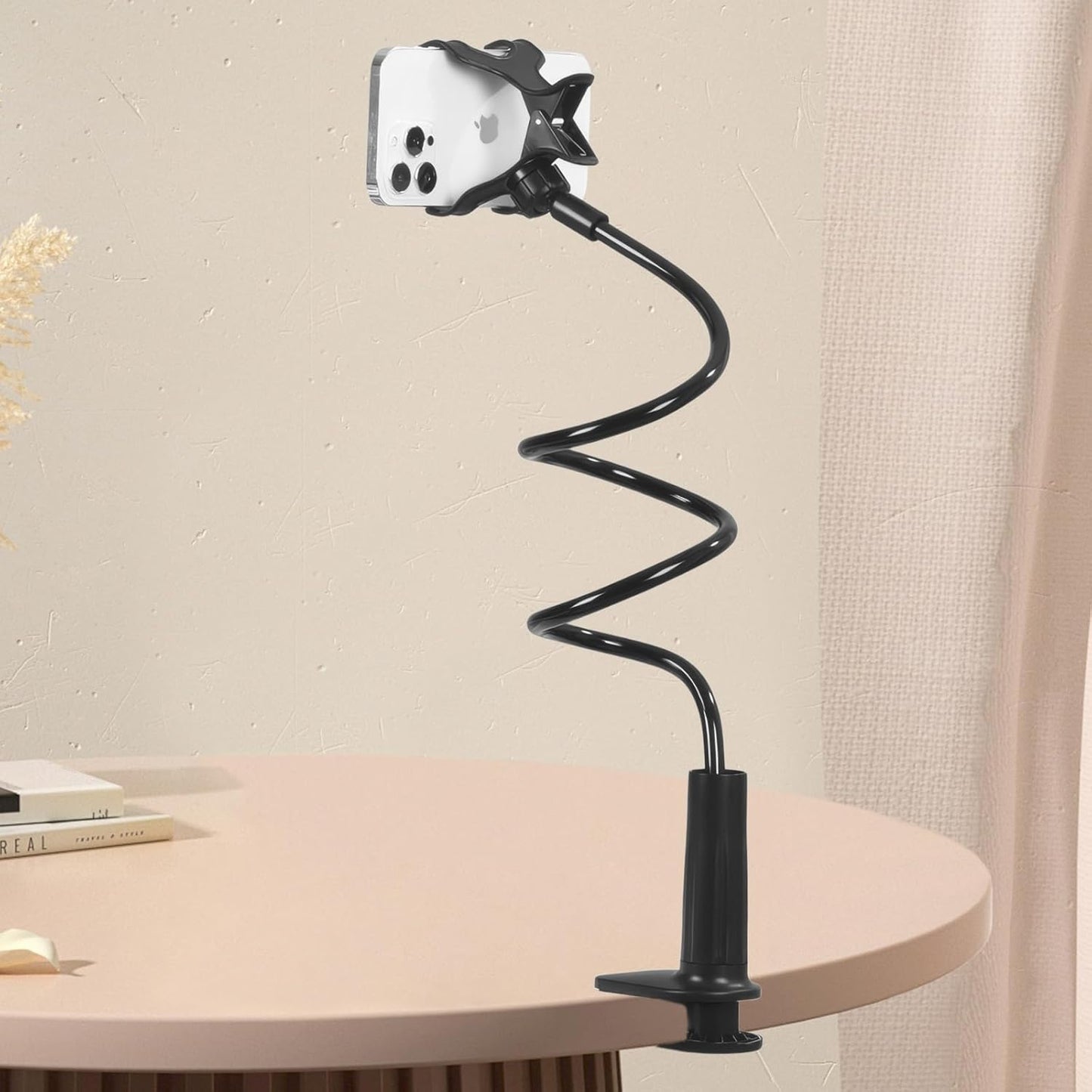 Lazy Bedside DesktopMobile Phone Clamp Bracket Flexible Long Arm Gooseneck Lazy Person Bracket With Handle Overhead Live Bracket