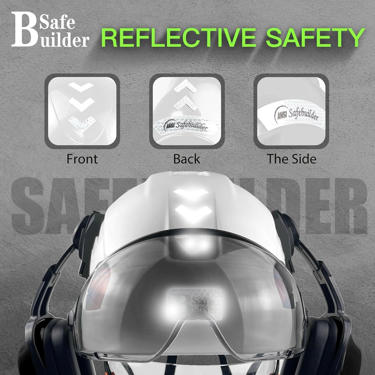 Industrial Safety Helmet with Visor Ear Muffs Hard Hat Vented Hardhats Construction Work