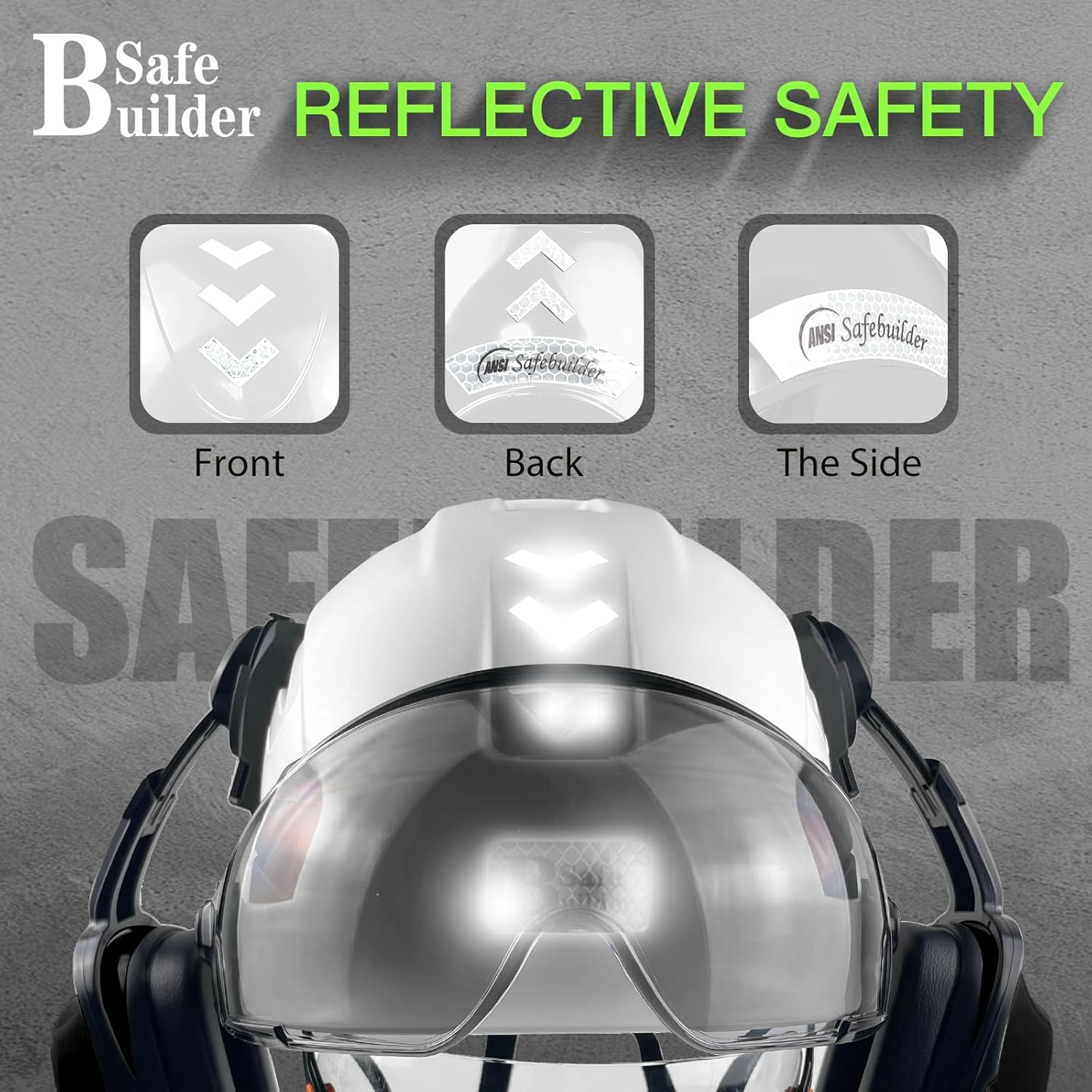 Industrial Safety Helmet with Visor Ear Muffs Hard Hat Vented Hardhats Construction Work