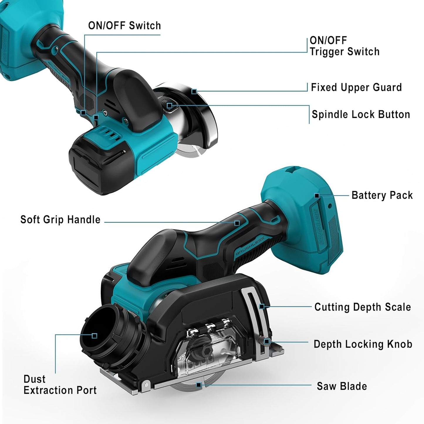 Makita Cordless Angle Grinder – 3 Inch Electric Cut-Off Tool / Mini Circular Saw