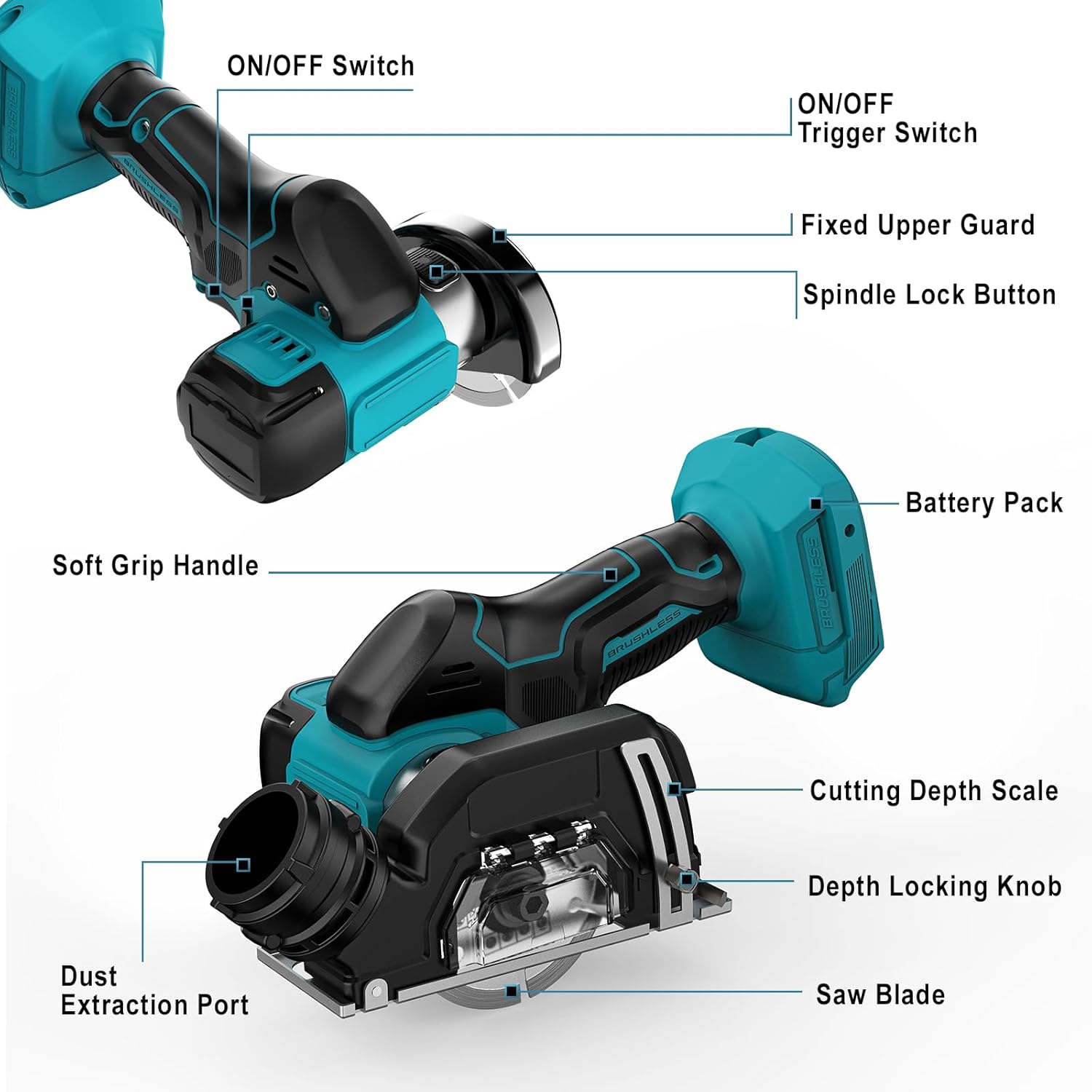 Makita Cordless Angle Grinder – 3 Inch Electric Cut-Off Tool / Mini Circular Saw