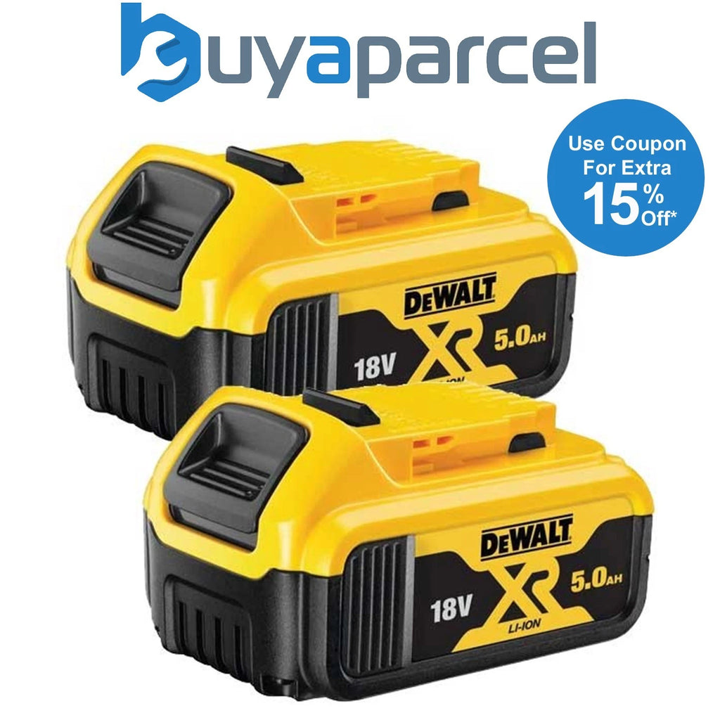 Dewalt DCB184 5.0ah 18v XR Lithium Ion Li-Ion Battery Twin 2 Pack - LED Indicator